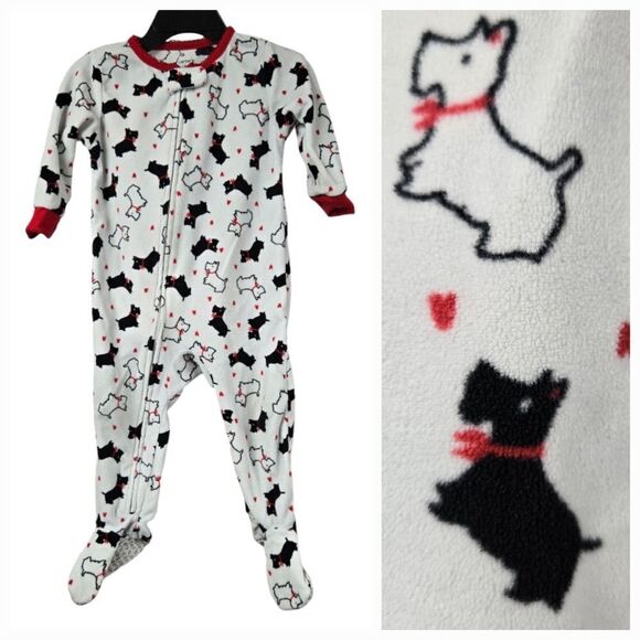 Carter's Baby Girl 12M Sleep & Play Scottie Dog Footie One-Piece Pajama PJs - Picture 1 of 7